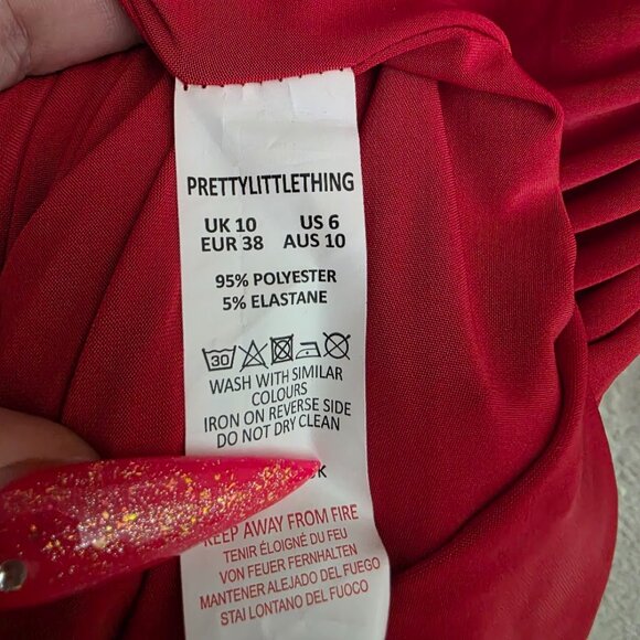 PrettyLittleThing shape Red Slinky Ruched Mini Dress in Red Women's Size US 6 - Picture 5 of 9